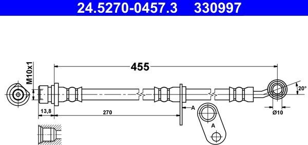 ATE 24.5270-0457.3 - Flexible de frein cwaw.fr