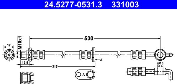 ATE 24.5277-0531.3 - Flexible de frein cwaw.fr