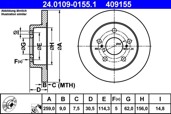 ATE 24.0109-0155.1 - Disque de frein cwaw.fr