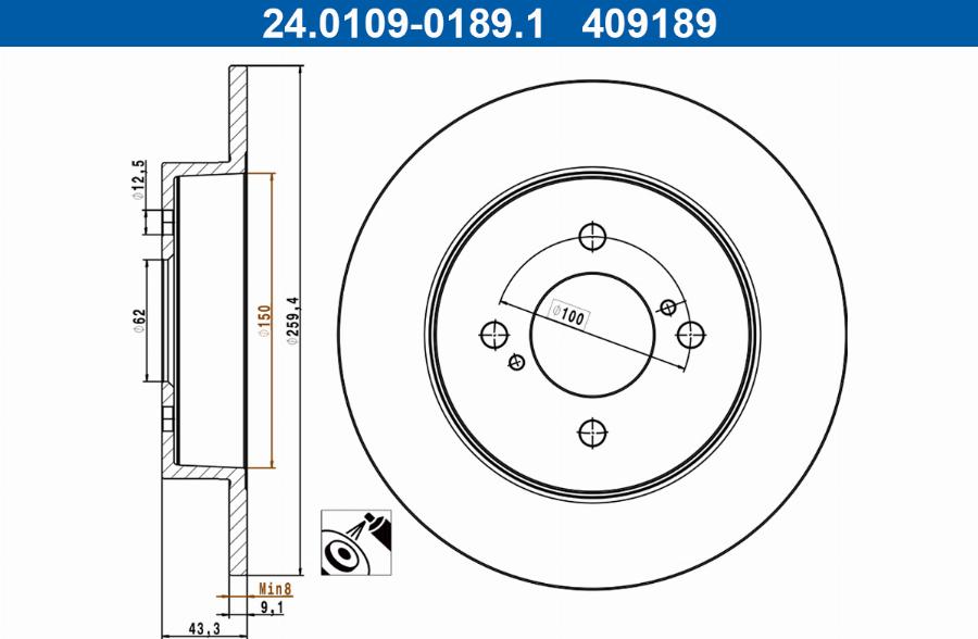 ATE 24.0109-0189.1 - Disque de frein cwaw.fr