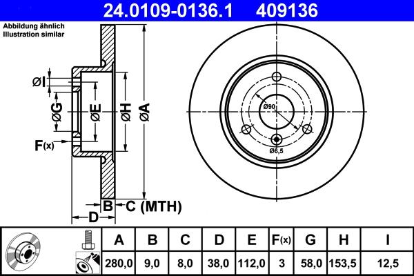 ATE 24.0109-0136.1 - Disque de frein cwaw.fr