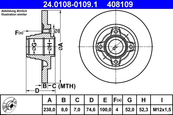 ATE 24.0108-0109.1 - Disque de frein cwaw.fr