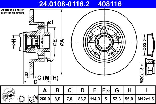 ATE 24.0108-0116.2 - Disque de frein cwaw.fr