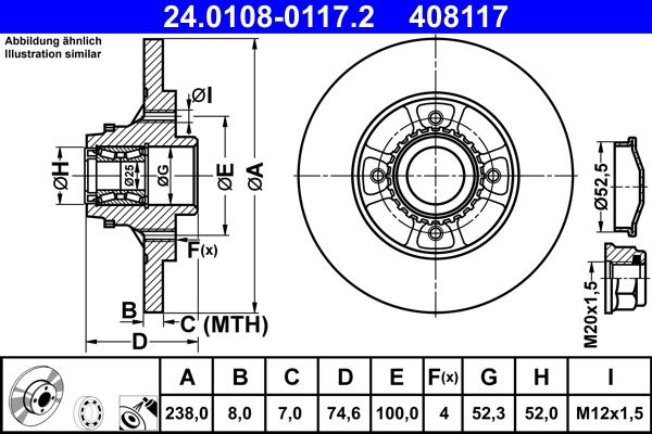 ATE 24.0108-0117.2 - Disque de frein cwaw.fr