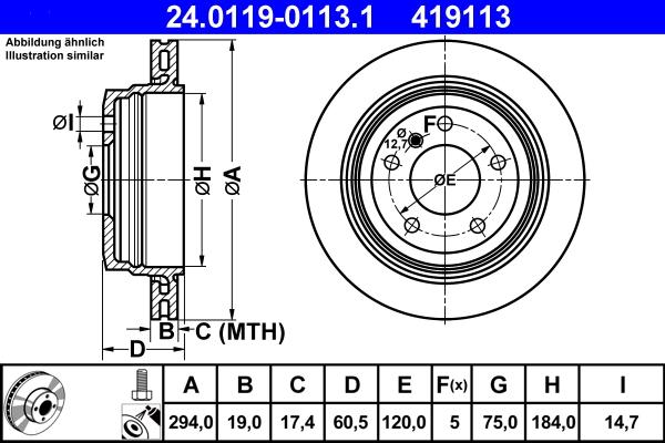 ATE 24.0119-0113.1 - Disque de frein cwaw.fr