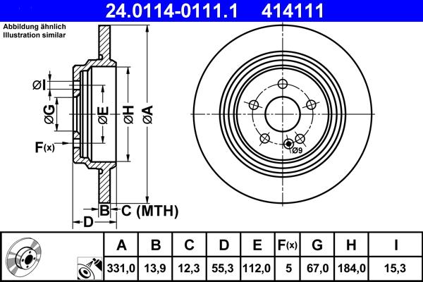 ATE 24.0114-0111.1 - Disque de frein cwaw.fr