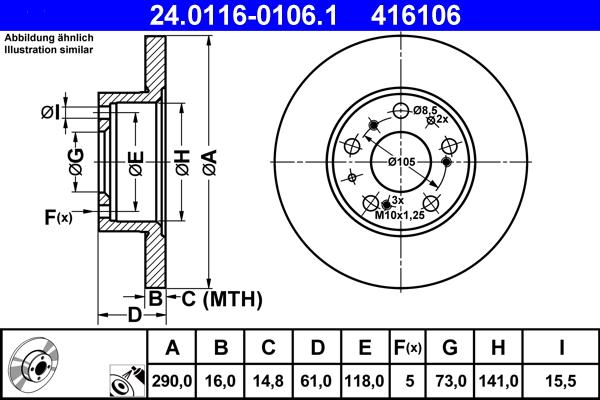 ATE 24.0116-0106.1 - Disque de frein cwaw.fr