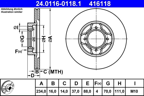 ATE 24.0116-0118.1 - Disque de frein cwaw.fr