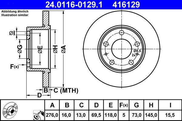 ATE 24.0116-0129.1 - Disque de frein cwaw.fr