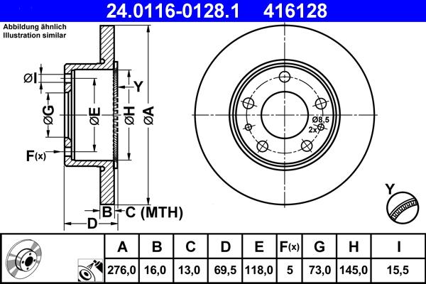 ATE 24.0116-0128.1 - Disque de frein cwaw.fr