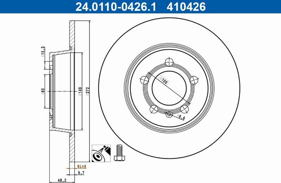 ATE 24.0110-0426.1 - Disque de frein cwaw.fr