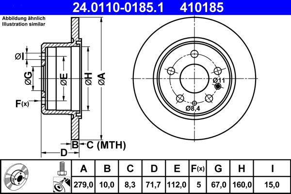 ATE 24.0110-0185.1 - Disque de frein cwaw.fr