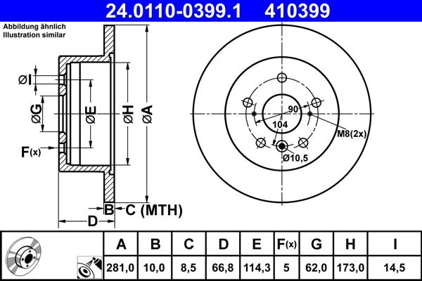 ATE 24.0110-0399.1 - Disque de frein cwaw.fr