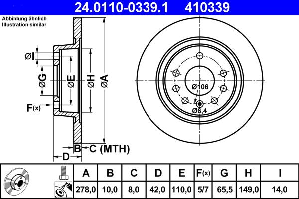 ATE 24.0110-0339.1 - Disque de frein cwaw.fr