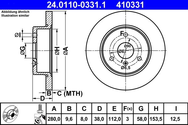 ATE 24.0110-0331.1 - Disque de frein cwaw.fr