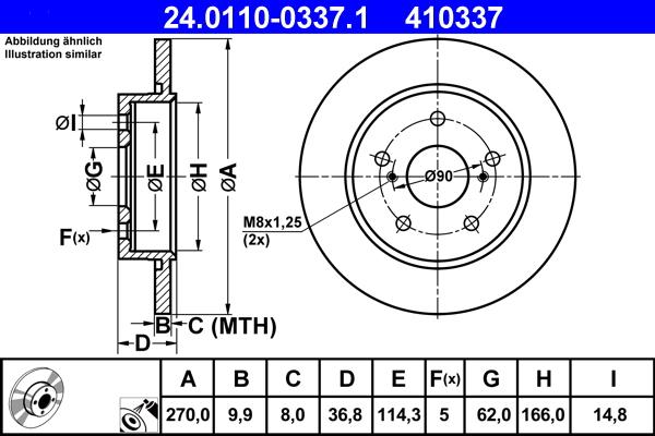 ATE 24.0110-0337.1 - Disque de frein cwaw.fr