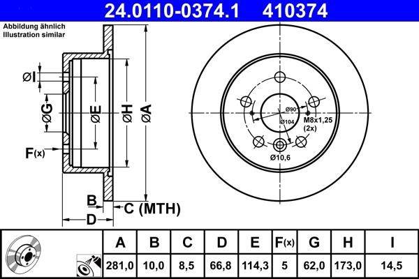 ATE 24.0110-0374.1 - Disque de frein cwaw.fr