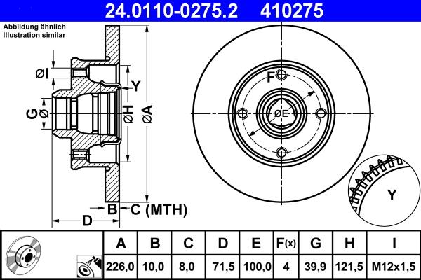 ATE 24.0110-0275.2 - Disque de frein cwaw.fr