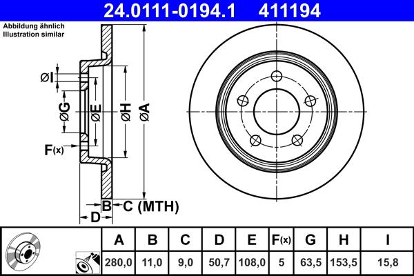 ATE 24.0111-0194.1 - Disque de frein cwaw.fr