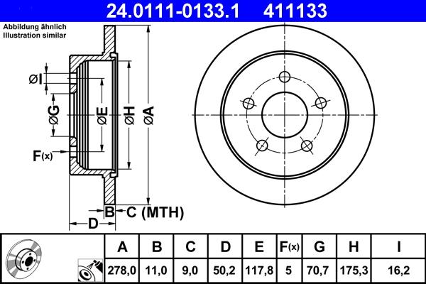 ATE 24.0111-0133.1 - Disque de frein cwaw.fr