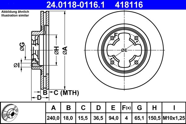 ATE 24.0118-0116.1 - Disque de frein cwaw.fr