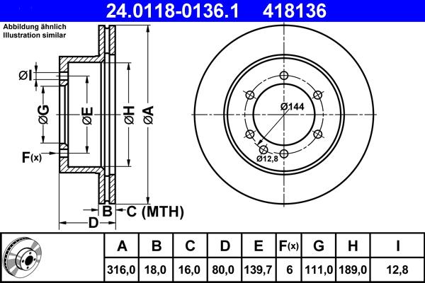 ATE 24.0118-0136.1 - Disque de frein cwaw.fr