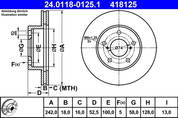 ATE 24.0118-0125.1 - Disque de frein cwaw.fr