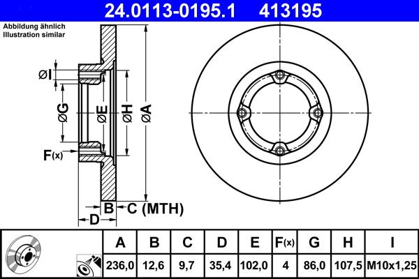 ATE 24.0113-0195.1 - Disque de frein cwaw.fr