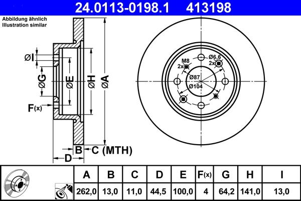 ATE 24.0113-0198.1 - Disque de frein cwaw.fr