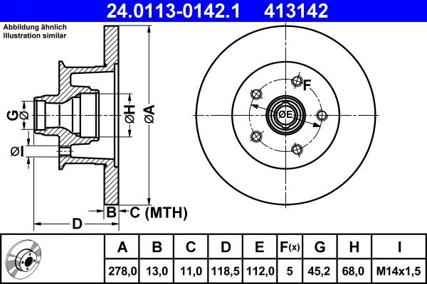 ATE 24.0113-0142.1 - Disque de frein cwaw.fr