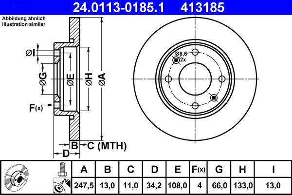 ATE 24.0113-0185.1 - Disque de frein cwaw.fr