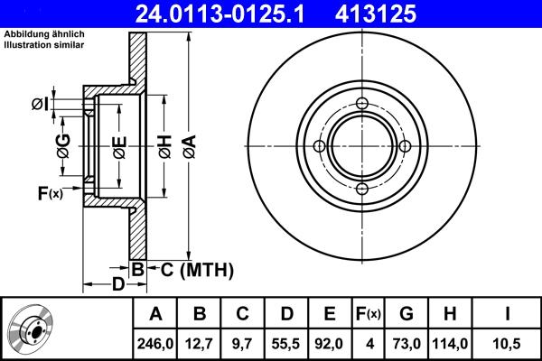 ATE 24.0113-0125.1 - Disque de frein cwaw.fr