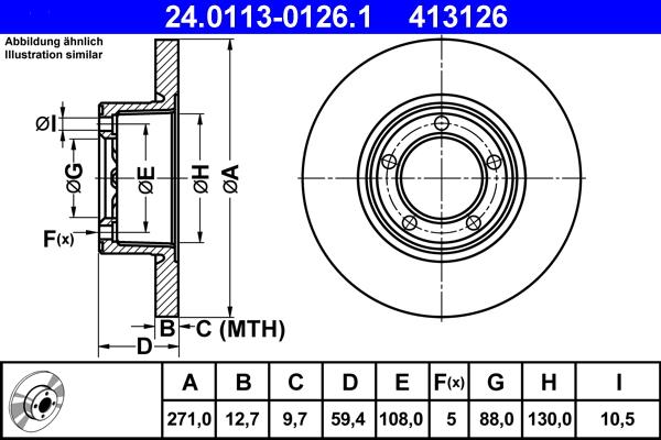 ATE 24.0113-0126.1 - Disque de frein cwaw.fr