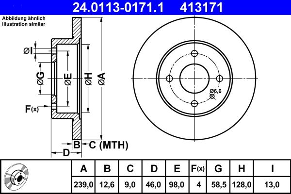 ATE 24.0113-0171.1 - Disque de frein cwaw.fr