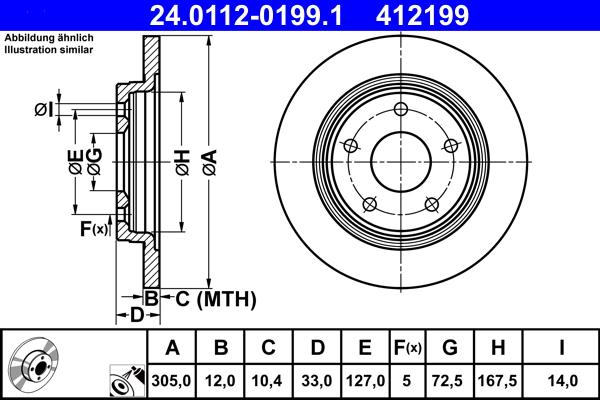 ATE 24.0112-0199.1 - Disque de frein cwaw.fr