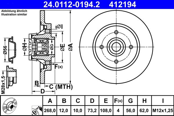 ATE 24.0112-0194.2 - Disque de frein cwaw.fr