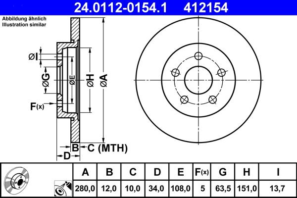 ATE 24.0112-0154.1 - Disque de frein cwaw.fr