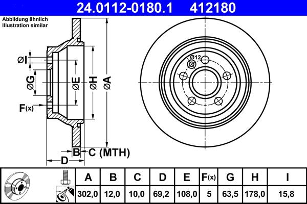 ATE 24.0112-0180.1 - Disque de frein cwaw.fr