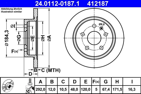 ATE 24.0112-0187.1 - Disque de frein cwaw.fr