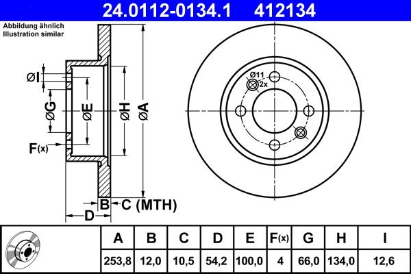 ATE 24.0112-0134.1 - Disque de frein cwaw.fr