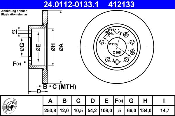 ATE 24.0112-0133.1 - Disque de frein cwaw.fr