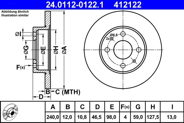 ATE 24.0112-0122.1 - Disque de frein cwaw.fr