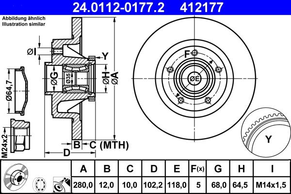 ATE 24.0112-0177.2 - Disque de frein cwaw.fr