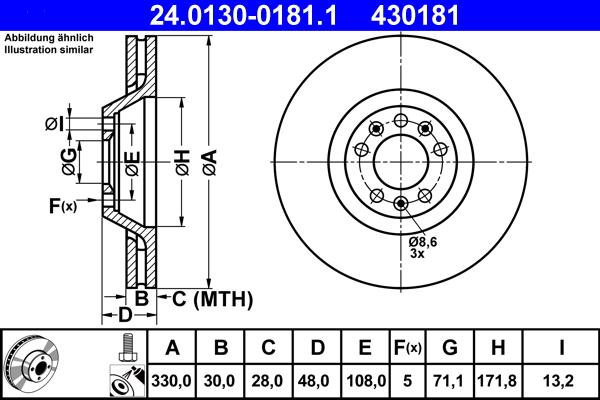 ATE 24.0130-0181.1 - Disque de frein cwaw.fr