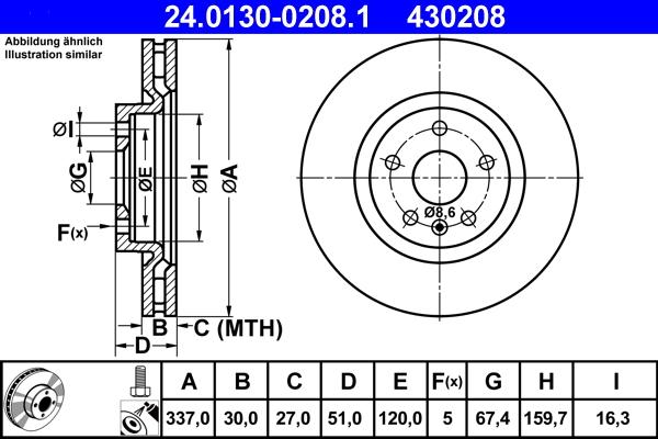 ATE 24.0130-0208.1 - Disque de frein cwaw.fr