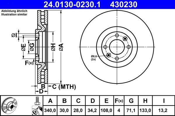 ATE 24.0130-0230.1 - Disque de frein cwaw.fr