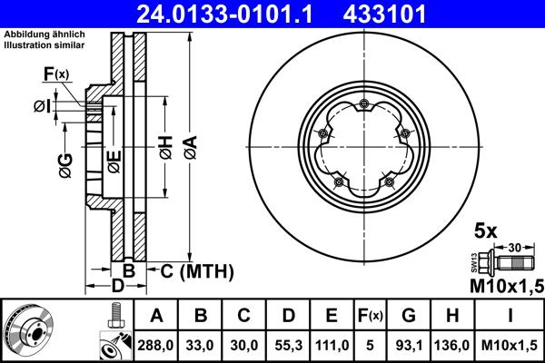 ATE 24.0133-0101.1 - Disque de frein cwaw.fr