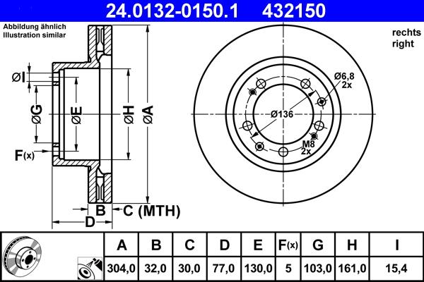 ATE 24.0132-0150.1 - Disque de frein cwaw.fr