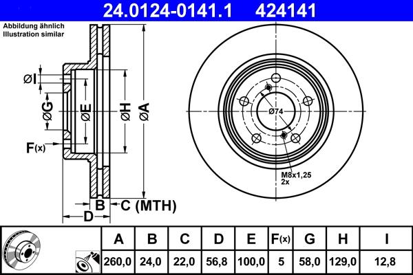 ATE 24.0124-0141.1 - Disque de frein cwaw.fr