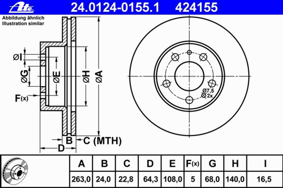 ATE 24012401551 - Disque de frein cwaw.fr